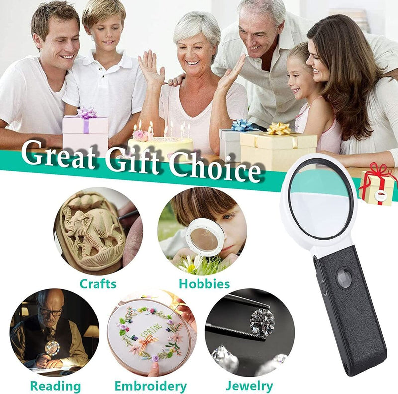 with LED Light and Stand Shatterproof Magnify Glass Handheld Foldable Magnifier
