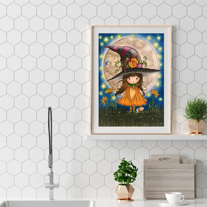 Hand Painted Little Witch Paint By Number DIY Frameless Oil Picture Home Decor