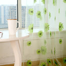 Sunflower Print Window Door Curtain Tulle Curtains for Living Room (Green)