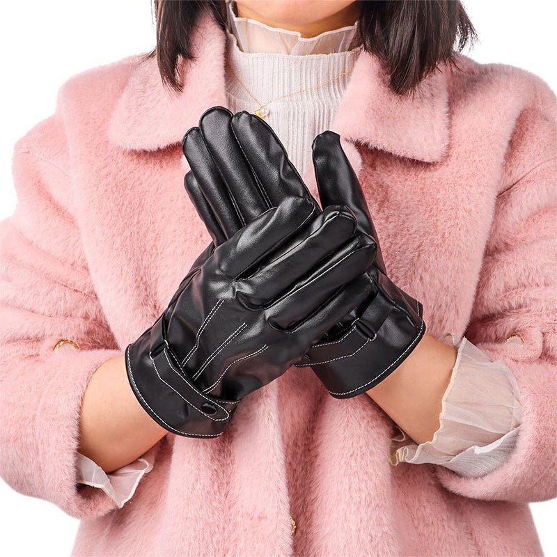 Drive Waterproof Thicken Full Finger PU Leather Gloves Touch Screen Gloves