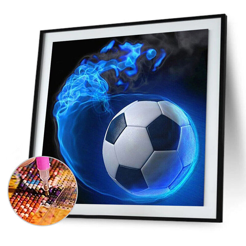 30x30cm 5D DIY Full Round Drill Diamond Painting Football Blue for Home Decor