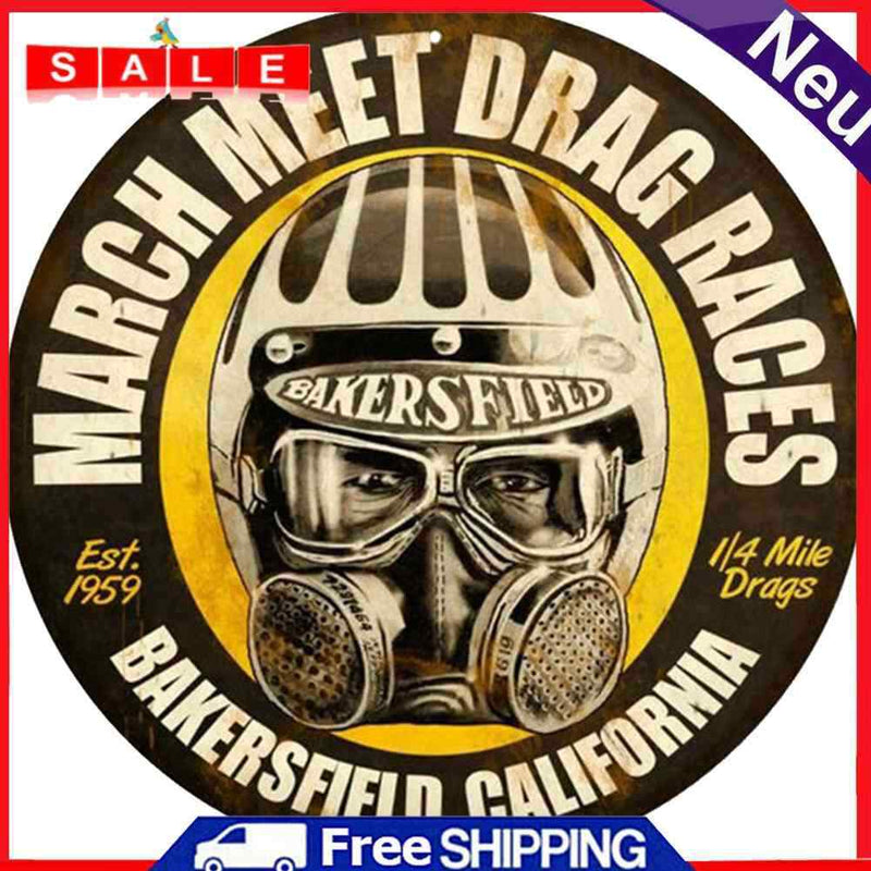 March Races Round Retro Metal Plate Tin Sign Plate Poster for Bar Club Cafe