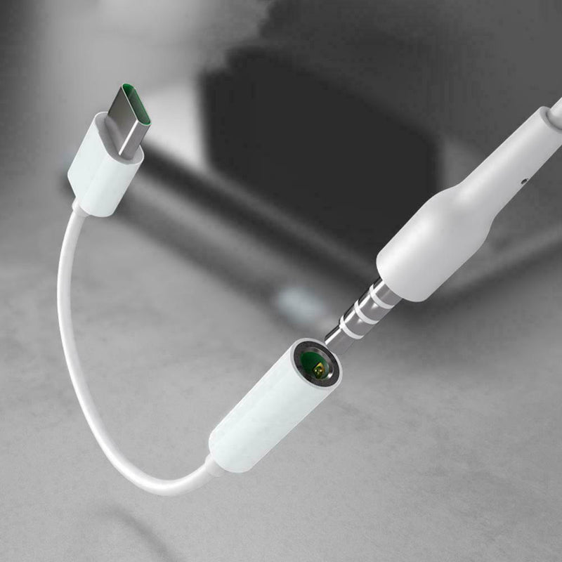 USB Type C to AUX3.5mm Cable - Earphone Adapter Cables Android USB-C White