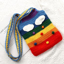 Gift Knitted Large Capacity Rainbow Handbag Tote Messenger Bag Shoulder Bags