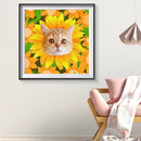 Flower Cat Face Full Round Drill DIY Mosaic Diamond Painting Rhinestone Decor