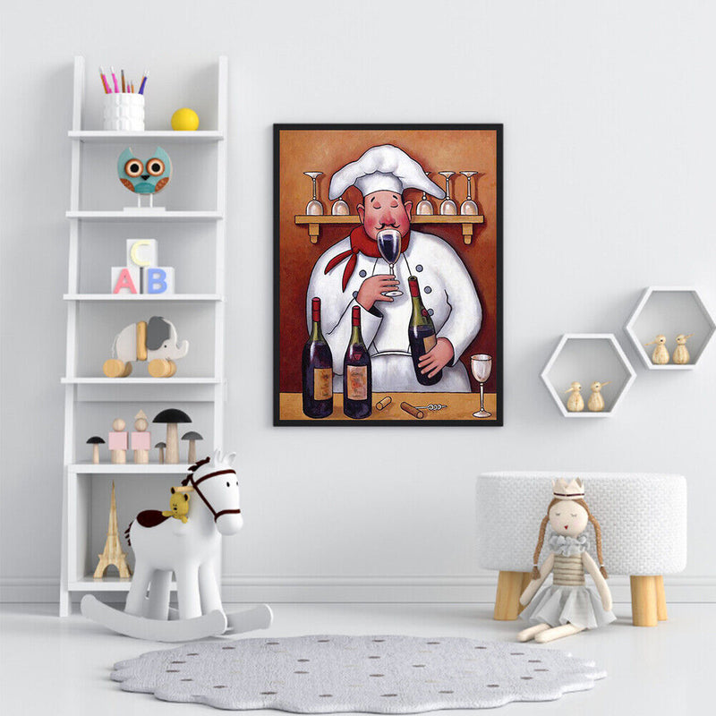 Oil Paint By Numbers Cook Frameless Picture Craft Kits for Home Living Room