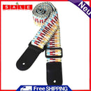 Adjustable Guitar Ukulele Strap Rainbow Webbing Belt with PU Leather Ends 4.3ft