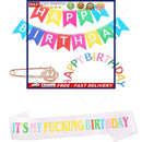 Birthday Tiara Sash Kit Includes Sash Headband Brooch & Happy Birthday Banner