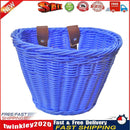 Kids Bike Basket Women Students Bicycle Rattan Weaving Front Basket (Blue) Newly