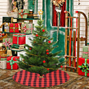 Christmas Tree 35"" Cover Carpet Skirt Black Red Plaid Xmas Home Ornaments