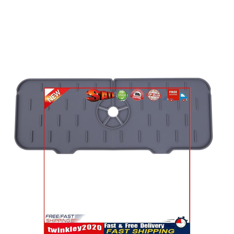 Faucet Sink Splash Catcher Washable Silicone Backsplash Guard Drying Mat Newly