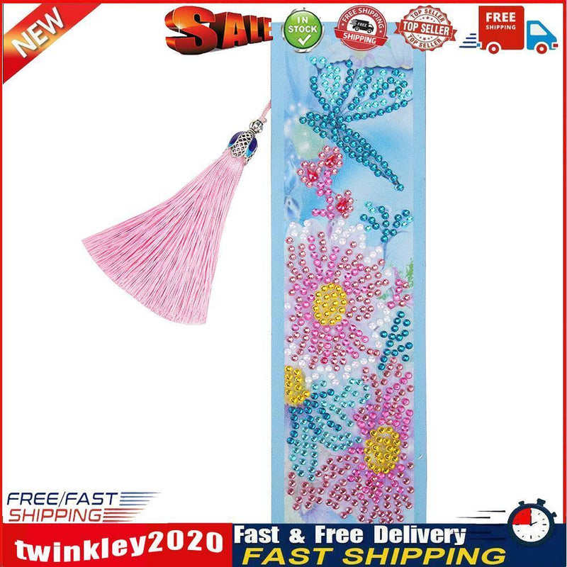 DIY Flower Special Shaped Diamond Painting Leather Tassel Bookmark Crafts Newly