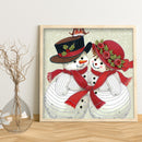 Handmade Partial Drill Snowman Couple 5D Special Shaped DIY Diamond Painting Kit
