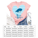 Heart-shaped Print Whale Letter Tea T-Shirt (Pink M)
