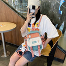 Preppy Style Cartoon Contrast Color Backpack with Pendant Casual Girls Knapsacks