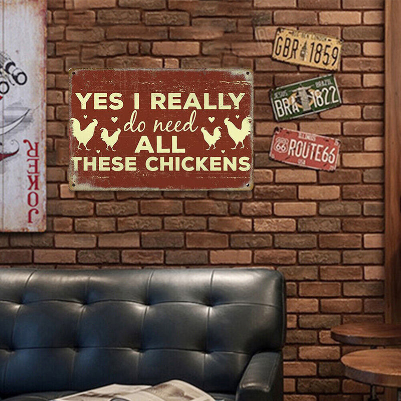 Retro Chicken Letters Metal Plate Painting for Bar Pub Tin Plaque Wall Sign