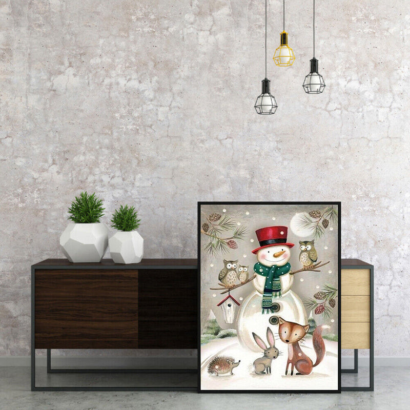 Diamond Painting 5D Full Round Drill Mosaic DIY Snowman and Critter Kit for Wall