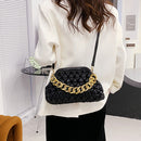 Women PU Leather Shoulder Bags Lady Metal Chain Diamond Lattice Bag Purse Bag