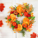 45CM Halloween Wreath Fall Door Pumpkin Wreath Garland Autumn Thanksgiving-Decor