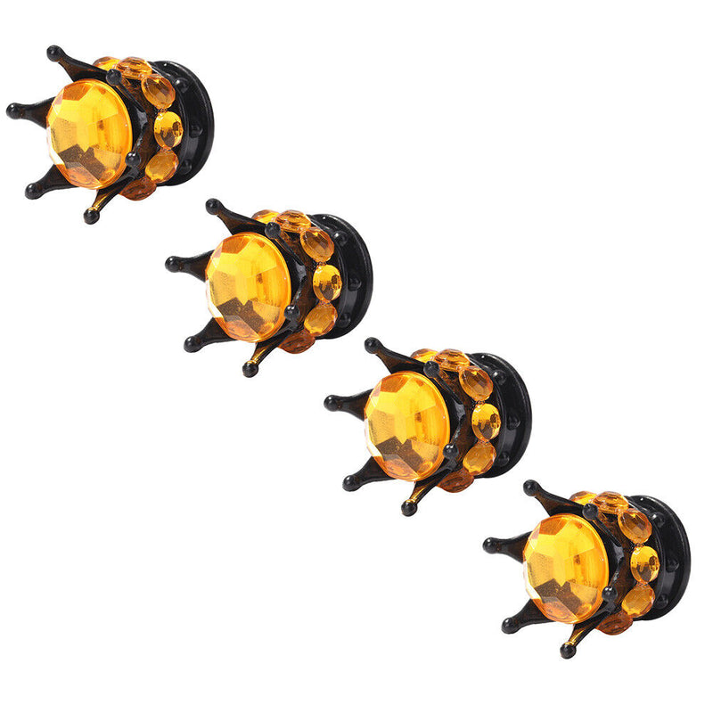 4pcs Car Styling Wheel Tire Valve Caps Black Crown Auto Tyre Stem Dust Air Co