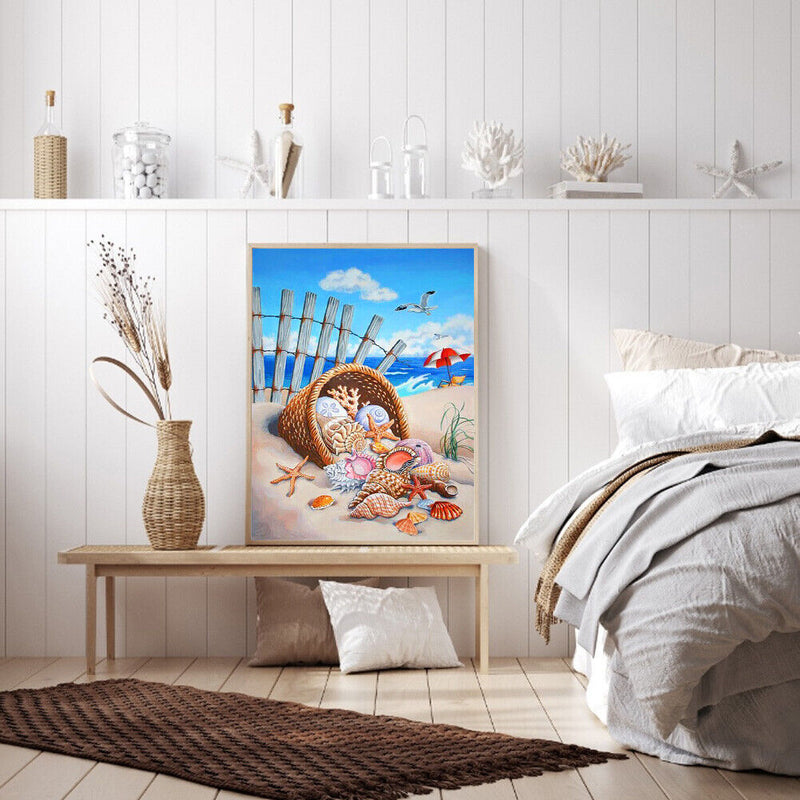 Beach Conch Drawing Frameless DIY Oil Paint by Numbers Canvas Home Decor