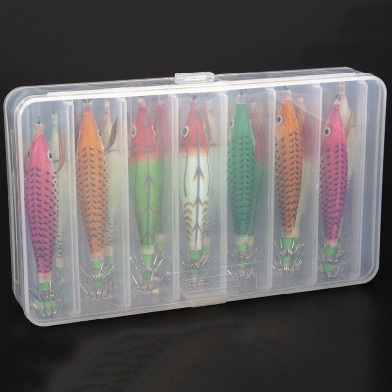 14pcs Luminous Wood Shrimp Bionic Fishing Lures Jig Hooks 8cm Bait Tackle