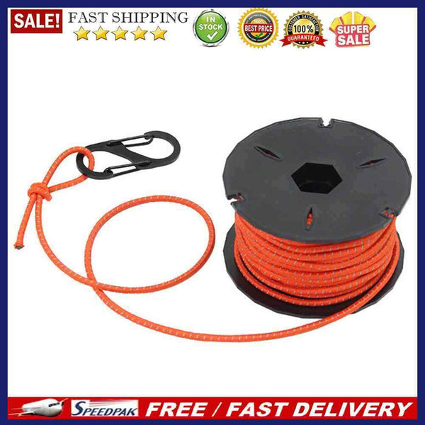 Reflective Paracord Lanyard Elastic Outdoor Camping Tent Rope w/ Carabiner