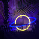 Elliptical Planet Shaped Sign Neon Lamp LED Dual Use Night Light Decor (D)