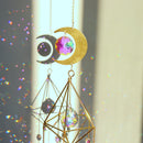 Crystal Wind Chime Moon Pendant Lighting Ball Hanging Garden Window Home Decor