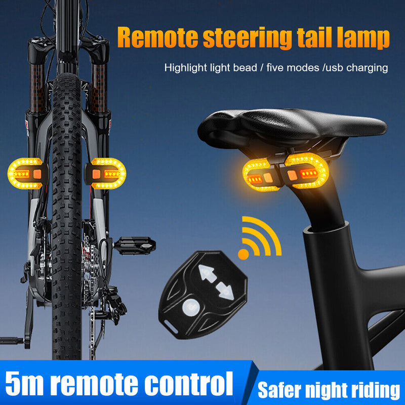 3 in 1 LED Remote Control Turn Signal Taillight Waterproof MTB Bike Rear La