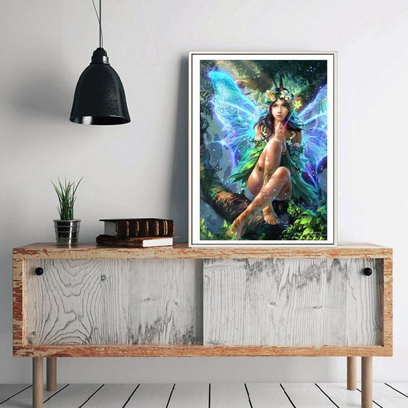 Micolot Butterfly Fairy 5D DIY Diamond Round Rhinestone Embroidery Paintings Artcraft for