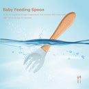Baby Wooden Silicone Feeding Spoon Toddlers BPA-free Tableware (5) Newly
