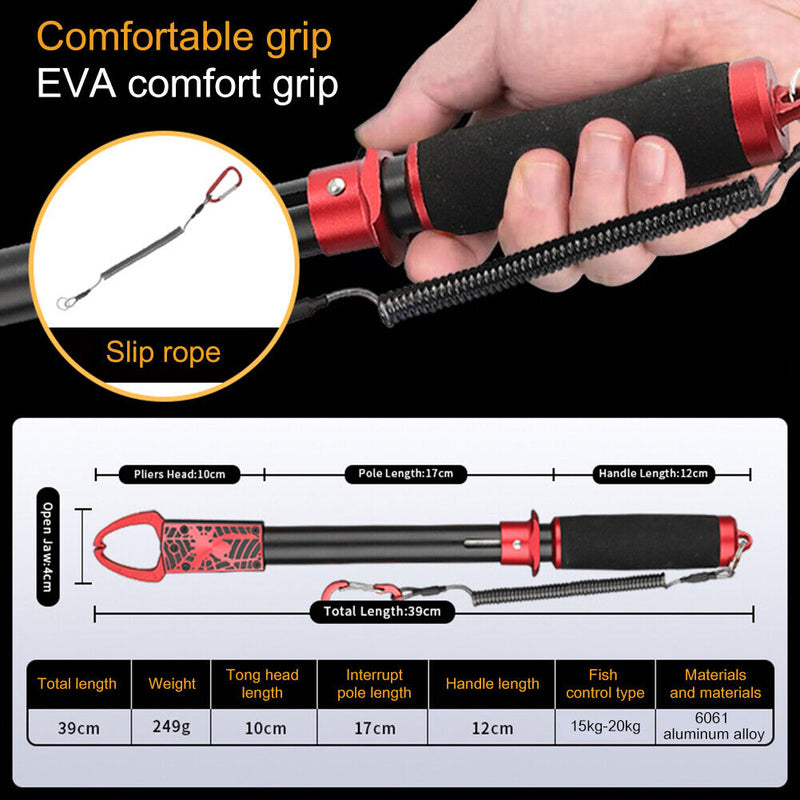 Fishing Gripper Fish Lip Grip Controller Handle Grab Fishing Tools (Red) Newly