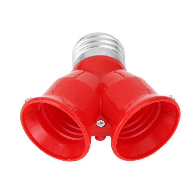 10pcs E27 to 2E27 Lamp Holder Converter Adapter Bulb Base(Red)