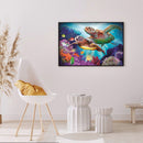 16x12 inch Full Round DIY Diamond Painting Undersea Turtles Rhinestone Picture