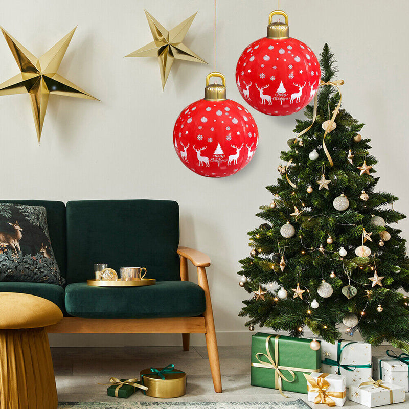 #A 60cm PVC Inflatable Christmas Ball Hanging Tree Ornament Balloon Pendant Deco