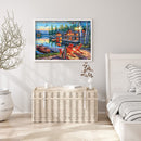 Full Embroidery DIY Canvas Stamped 11CT Art Cross Stitch Seaside House Kit