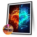 Handmade DIY Full Round Drill Diamond Painting 5D Ice Fire Heart Poster Kit