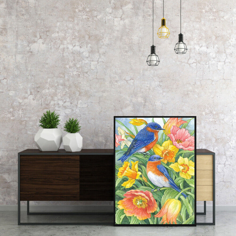 Frameless Bird Flower Oil Paint By Numbers Kit DIY Acrylic Handmade Handicraft