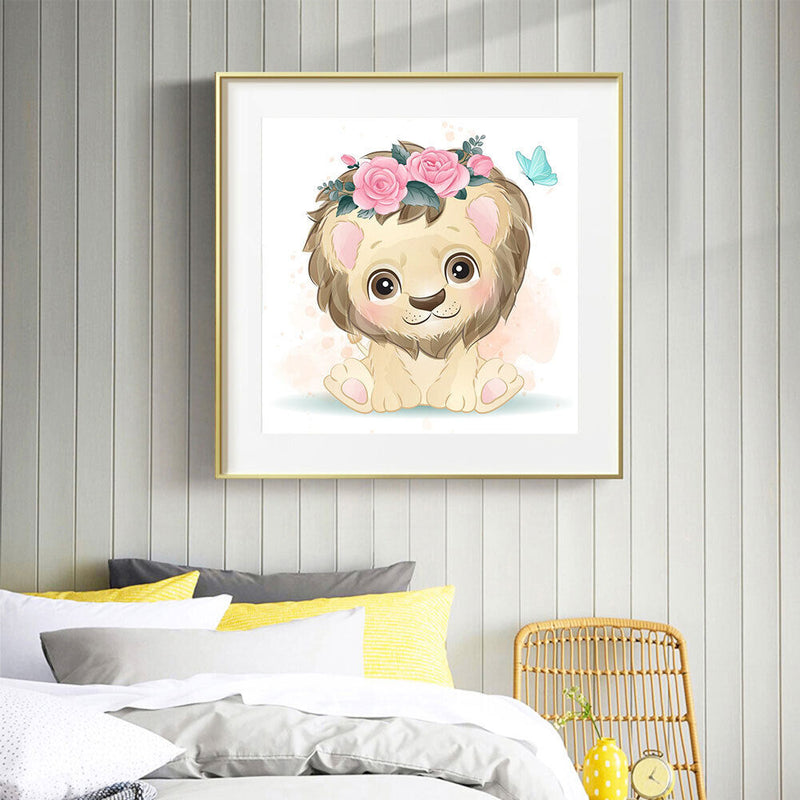 5D DIY Diamond Painting Kits Full Round Drill Cartoon Little Lion Mosaic