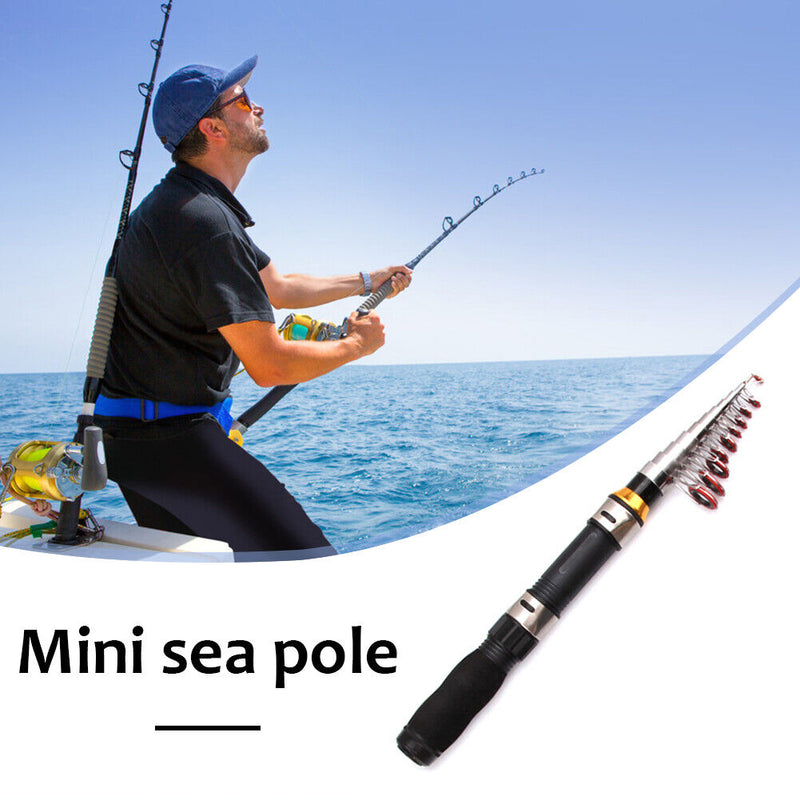 Telescopic Mini Sea Fishing Rod Carbon Fiber Pocket Spinning Pole (2.1m) Newly
