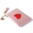 Retro Women PU Leather Mini Card Holder Casual Ladies Love Tassel Zipper Wallet