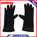 Women Touch Screen Centers Sheep Wool Winter Lace Glove (Black)