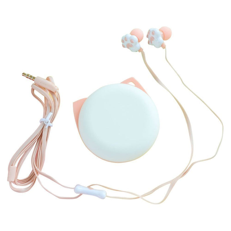 Earphone Case 3.5mm In-ear Earphone Wired Childs Earphone Cute Cartoon Cat Paw