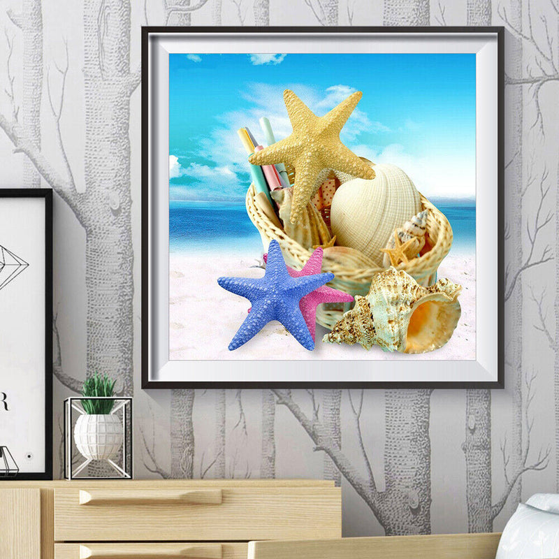 Conch Sea Star Full Round Drill Mosaic Wall Art Picture of Rhinestone Decoration