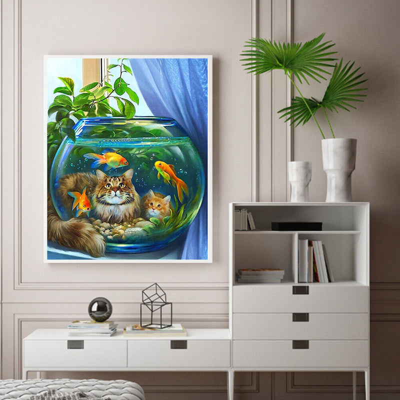 #A Cat Partial Oil Paint By Numbers Kit DIY Frameless Drawing Picture for Adul