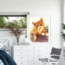 Handmade DIY Full Round Drill Diamond Painting 5D Yellow Cat Kit Poster