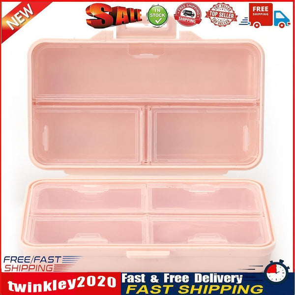 Plastic Nail Art Storage Box Dustproof Desktop Organizer (Light Pink) Newly