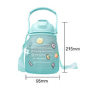 1300ml Large Capacity Cute Water Bottle Plastic Straw Water Cup (Green) Newly