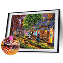 5D DIY Full Drill Round Shape Mountain Water Rhinestone Diamond Drawing for Home